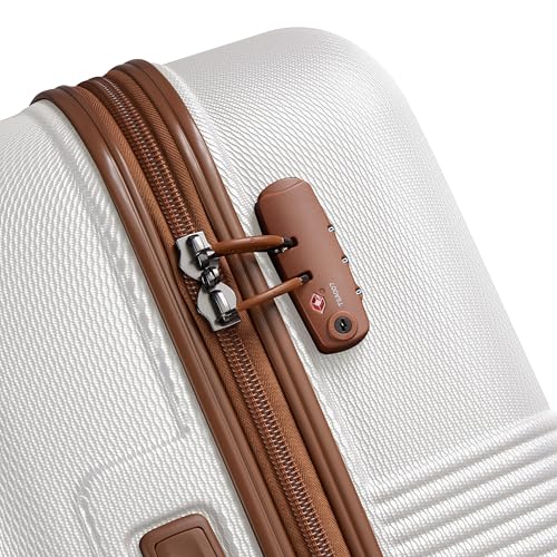 DELSEY PARIS Flanerie SE - Hardside Carry-On Luggage 19 Inch - 360° Dual Spinner Wheels - TSA Lock - 5-Year Warranty - Lightweight Polycarbonate Travel Suitcase with Vegan Leather, Champagne