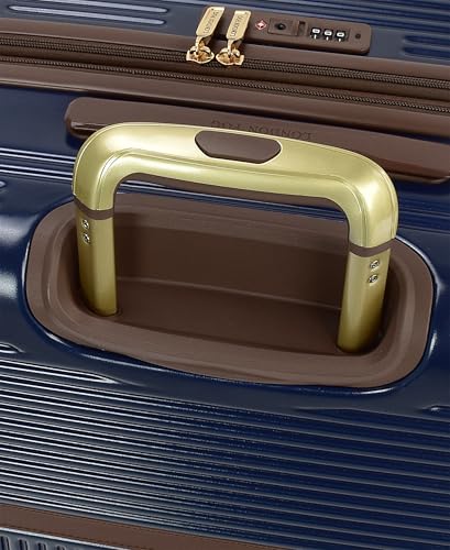 London Fog Brentwood IV 20" Expandable Spinner Carry-on Hardside, Midnight Blue