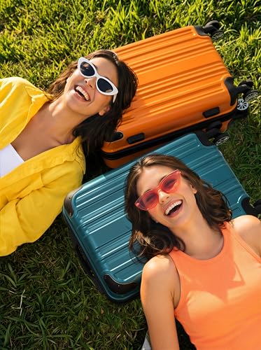 Coolife Carry On Luggage, Suitcase with Durable and Lightweight, carry on suitcase with PC+ABS Hardshell, Dual Spinner Wheels, TSA Lock, and YKK Zipper(orange new, S(20in)_carry on)