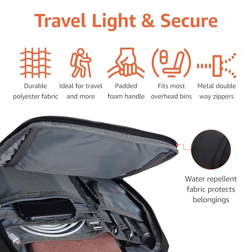 Amazon Basics Travel Laptop Backpack with Multiple Pockets and Compartments for 17 in / 43.1 cm Laptop, Water Resistant, Spacious with Padded Shoulder Straps, Black