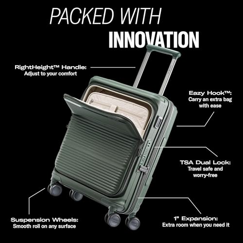 Samsonite Paralux Global Carry-On Luggage - Innovative Design - Quick Access Front Pocket - Dual Suspension Wheel Technology - TSA Lock - Expandable - Includes Removable Packing Cubes - Stone Grey
