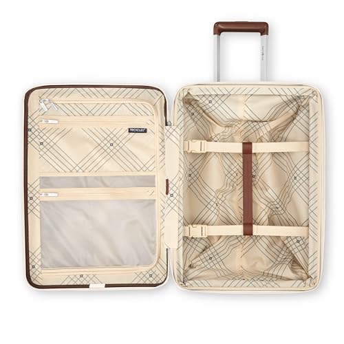 Virtuosa Hardside 21 Inch Carry On Luggage - Airline Approved with 360° Spinner Wheels, RightHeight™ Adjustable Handle - Zippered WetPak™ - TSA Lock - Expandable Light Polycarbonate Shell - Off White