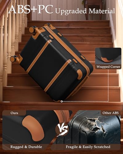 LONG VACATION Carry On Luggage Set 3 Piece, 20 Inch ABS+PC Hardshell Carry on Suitcase with Spinner Wheels TSA Lock & YKK Zipper