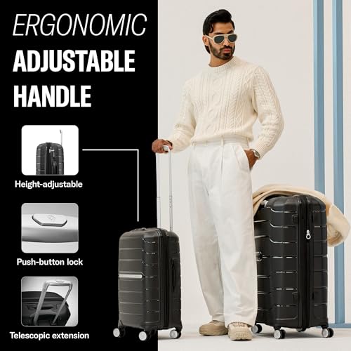 Samsonite Freeform 2-Piece Luggage Set - Carry-On & Large Checked Luggage with Dual Spinner Wheels - Durable Polypropylene Hardshell - TSA Lock, Airline-Approved - Expandable Hard Shell - Navy