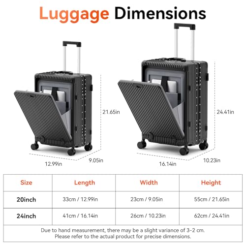 Faqy Z Carry on Luggage, Zipperless Suitcase, Front Pocket, Black, 20 in