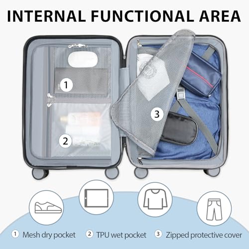 EMPSIGN Carry On Luggage with Spinner Wheels, Hard Shell Carry-On Expandable Suitcase 21x14x9 Airline Approved & Built-in TSA Lock, Durable Travel Rolling Suitcase, Carry-On 20-Inch, Orange