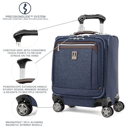 Travelpro Platinum Elite Underseat Spinner Tote Bag with USB Port, True Navy, 16-Inch