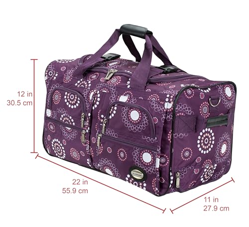 Rockland 22" Polyester Rolling Duffel Bag, Purple Pearl