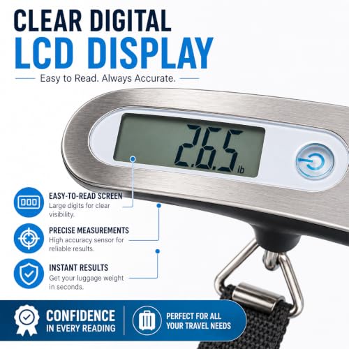 Brookstone Digital Luggage Scale, Compact Handheld, Portable