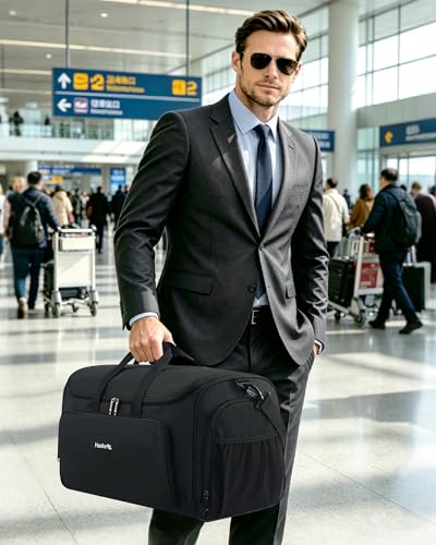 Hanke Carry on Garment Bags for Travel,Convertible Duffle Bag Luggage Bag Weekend Bag with Shoe Compartment,2 in 1 Hanging Suitcase Suit Bag for Men Women,Dark Grey