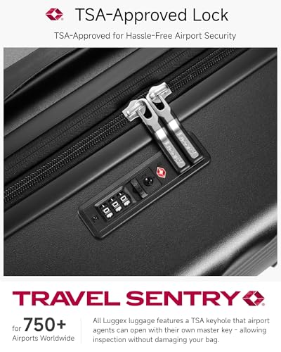 LUGGEX Carry On Luggage 22x14x9 Airline Approved, KVC Expandable Polycarbonate Hard Shell Suitcase for Travelling (EX-Core, Charcoal Metallic, 20 Inch, 40L-44L)