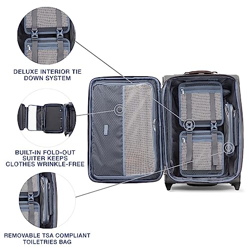 Travelpro Platinum Elite Softside Expandable Carry on Luggage, 2 Wheel Upright Suitcase, USB Port, Men and Women, Vintage Grey, Carry On 22-Inch