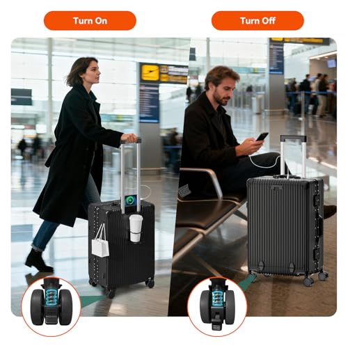 Faqy Z Carry on Luggage, Zipperless Suitcase, Front Pocket, Black, 20 in