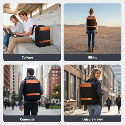 Bymontin Smart Suitcase-style Laptop Backpack, 25L / 35L Practical Travel Bag for Work, Leisure & Flight, Luggage-Style Commuter Pack (Black, 25L)