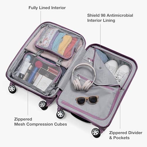 Traveler's Choice Pagosa Hardshell Expandable Luggage with Spinner Wheels, Mauve, 22-Inch Carry-on