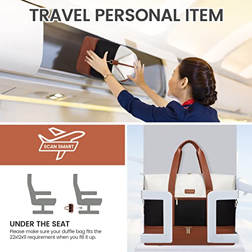 LOVEVOOK Weekender Bag for Women, Large Duffle Bag for Travel with 2 Packing Cubes, Carry on Overnight Bag with Shoe Compartment, Mom Hospital Bags for Labor and Delivery