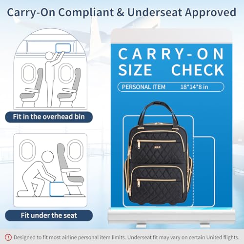 LASUK Underseat Carry On Luggage with Wheels, 17inch Lightweight Overnight Soft Sided Personal Luggage Bag Carry-On Suitcase for Short Trip Travel Business, Black