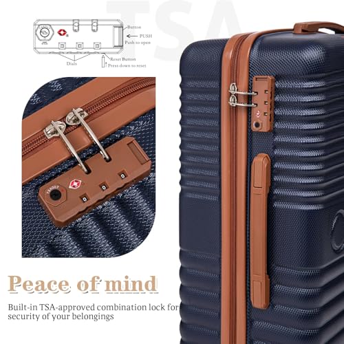 Cobens Carry on Luggage 22x14x9 Airline Approved, Suitcases with Wheels Hardshell, Lightweight Hardside Luggage Set with TSA Lock, 20Inch Blue Carry on Suitcase