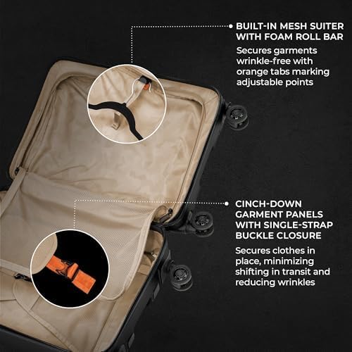 Briggs & Riley International 21" Carry On Spinner - Luggage for Travel, Suitcases with Wheels, Hardside Rolling Bag for Men & Women, Self-Repairing Zipper - Torq Collection, Stealth Black