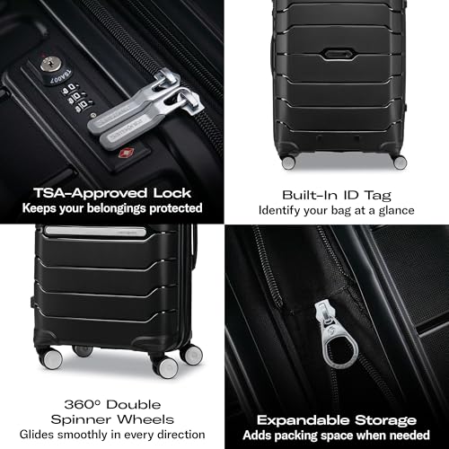 Samsonite Freeform 2-Piece Luggage Set - Carry-On & Large Checked Luggage with Dual Spinner Wheels - Durable Polypropylene Hardshell - TSA Lock, Airline-Approved - Expandable Hard Shell - Navy