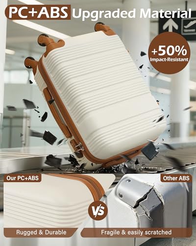 LONG VACATION 3 Piece Carry On Luggage 20 Inch Carryon Suitcase with Spinner Wheels, ABS+PC Hardshell Suitcase set with TSA Lock & YKK Zipper