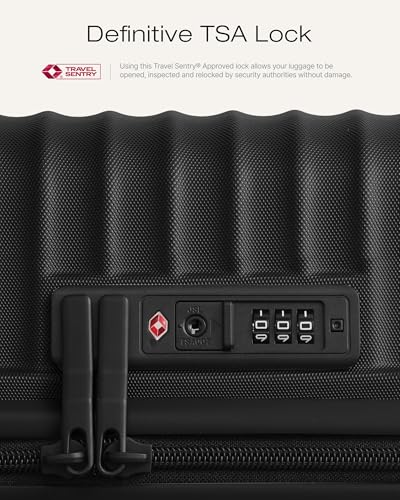 Coolife Carry On Luggage Expandable Hardside Upgrade PC Durable Lightweight Travel Suitcases with Dual Spinner Wheels & TSA Lock (Black, Carry-On 20-Inch)