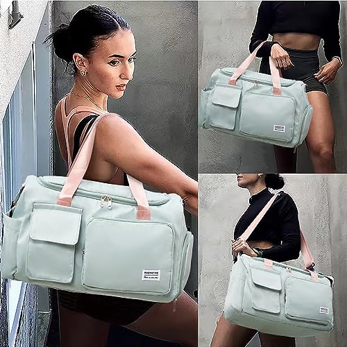 Small Gym Bag for Women, Travel Duffle Bag Carry On Weekender Bag with Shoe Compartment, 05#green, Gym Bag & Toiletry Bag, Gym Bag&toiletry Bag