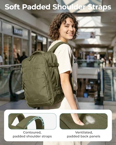 BAGSMART Travel Backpack for Women & Men 17.3 inch Laptop, Flight Approved Carry on Backpack with Shoe bag & 2 Packing Cubes, Water-Resistant Large Business Travel Bag, Weekender Bag -Black