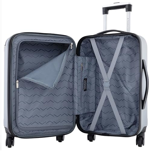 Travelers Club Chicago Hardside Expandable Spinner Luggage, Silver, 22" Carry-On