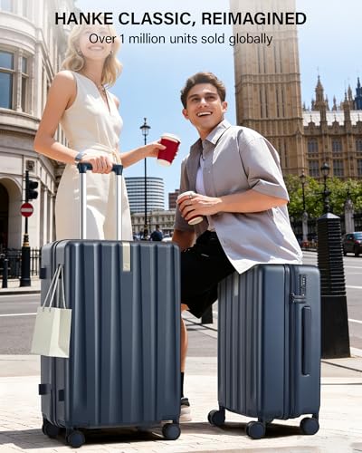 Hanke Upgraded Elite 20 Inch Carry On Luggage 22x14x9 Airline Approved,PC Hard Shell Suitcases with Wheels, TSA Lock, Explosion-Proof Zipper Suitcase for Business Travel Men & Women,Abyssal Blue