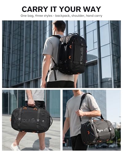 Tolaccea Travel Backpack for Men Women, 40L-50L Carry On Backpack with Wet Dry Compartment, TSA Approved Laptop Daypack Fits 15.6", Convertible Expandable Large Rucksack Duffel Bag for Work Travel