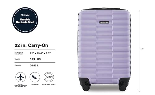 Travelers Club 22-Inch Gilroy Rolling Hardside Carry-On Luggage, Heirloom Lilac