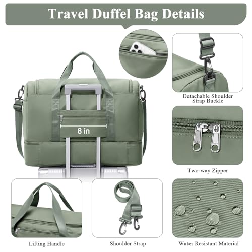 Extra Large Travel Duffle Bag,Carry on Overnight Weekend with with Shoes Compartment & Toiletry Bag,Weekender Bags for Women for Travel Business Trips Sport Hospital