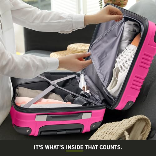 Kenneth Cole REACTION Out of Bounds Lightweight Hardshell 4-Wheel Spinner Luggage, Magenta, 20-Inch Carry On