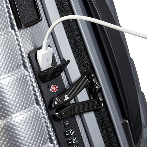 Samsonite Proxis Global Carry-On Hardside Luggage with Dual Spinner Wheels, Airline Approved - Innovative Roxkin™ Lightweight Shell With Ultimate Durability- TSA Lock, Telescopic Handle - Silver