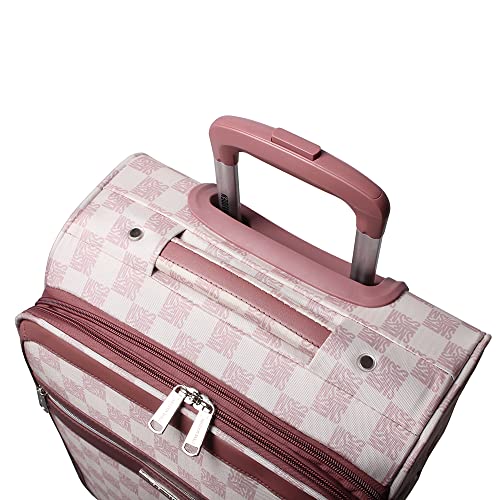 Steve Madden Designer Luggage Collection - Lightweight Softside Expandable Suitcase for Men & Women - Durable 20 Inch Carry On Bag with 4-Rolling Spinner Wheels (Chalet Pink, 20in)