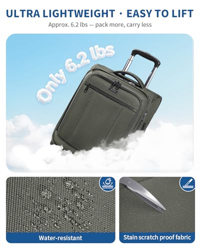 ECOHUB Carry On Luggage Airline Approved, 21 Inch Height Softside Carry On Suitcase with Spring Shock-Absorbing Spinner Wheels, Lightweight Travel Luggage with TSA Lock, Fits 22x14x9 Carry-On Bag