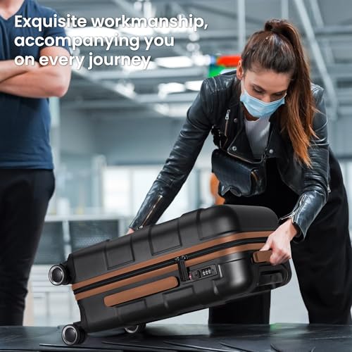 TILYMOL Hardside Carry On Luggage 22x14x9 Airline Approved with Spinner Wheels, Lightweight 20-inch Carry-On Suitcase for Men & Women, Black