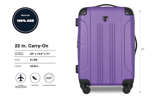 Travelers Club Chicago Hardside Expandable Spinner Luggage, Purple, 22" Carry-On
