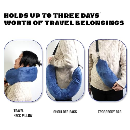 S-SNAIL-OO 1/2PCS Travel Pillow Stuffable with Clothes As Carry-On Luggage Fits Up to 3 Days of Travel Essentials, Multifunctional U-Shaped Pillowcase for Business, Trip, Outdoor (1PCS-Brown)
