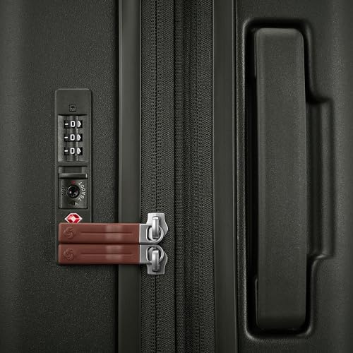 Virtuosa Hardside 21 Inch Carry On Luggage - Airline Approved with 360° Spinner Wheels, RightHeight™ Adjustable Handle - Zippered WetPak™ - TSA Lock - Expandable Light Polycarbonate Shell - Pine Green