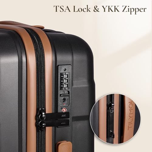 TILYMOL Hardside Carry On Luggage 22x14x9 Airline Approved with Spinner Wheels, Lightweight 20-inch Carry-On Suitcase for Men & Women, Black