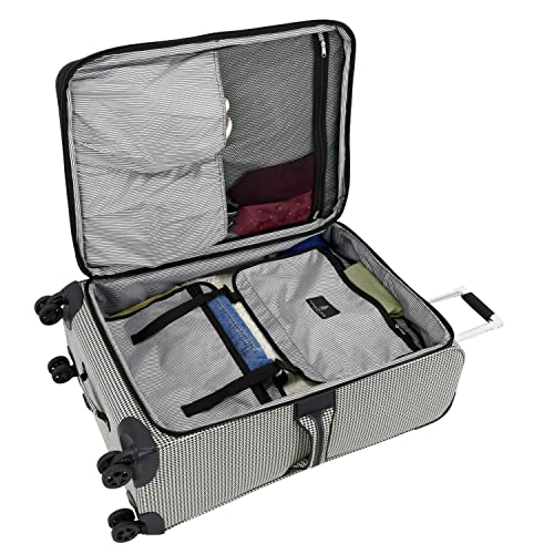 London Fog Oxford III 20" Expandable Spinner Black-White Houndstooth