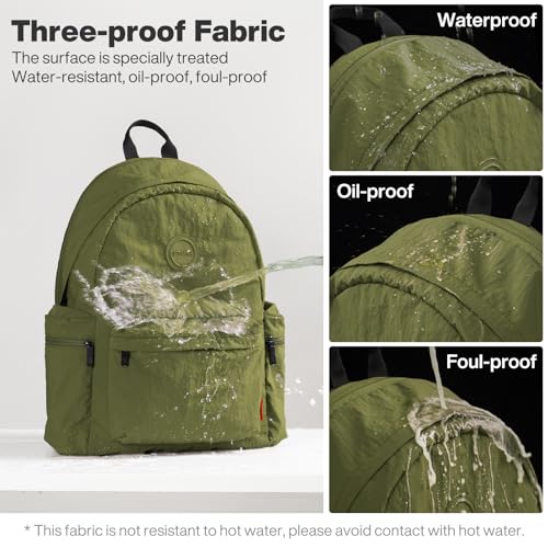 mixi Outdoor Lightweight Backpack Casual Carry On Laptop Backpack Travel Bookbag for Women Men, Water Resistant Durable Hiking Bag for Camping Weekender Sports College Work, 17 Inch, Jungle Green