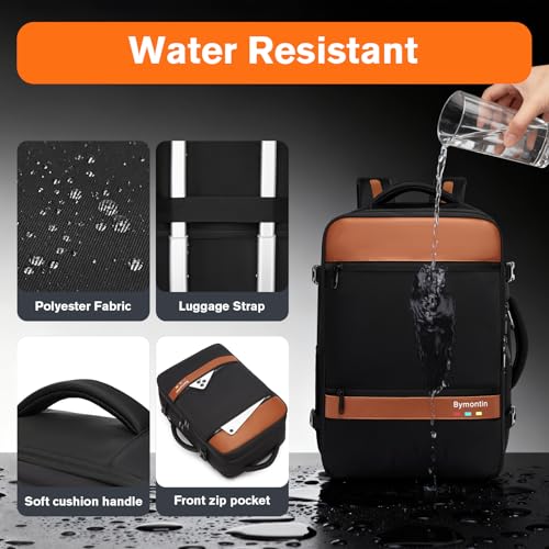 Bymontin Smart Suitcase-style Laptop Backpack, 25L / 35L Practical Travel Bag for Work, Leisure & Flight, Luggage-Style Commuter Pack (Black, 25L)