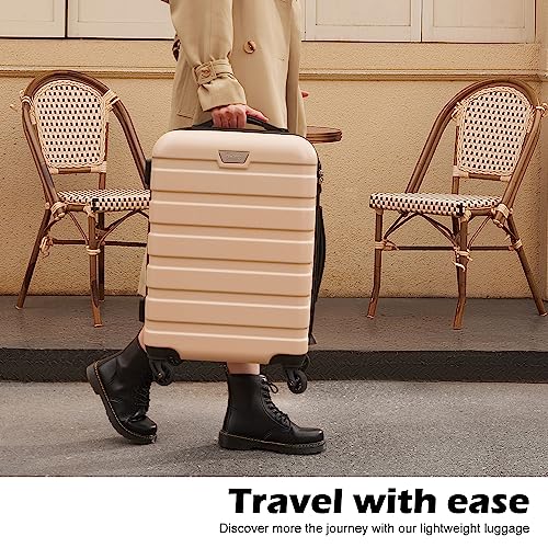 Coolife Luggage 3 Piece Set, Lightweight Durable Hardshell Suitcase set with 360° Spinner Wheels, TSA-approved Lock, Checked Family Travel Luggage sets, 20/24/28 Inch, Red
