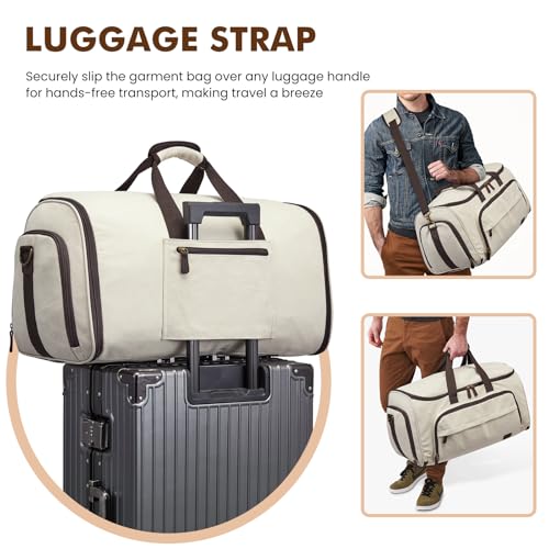 S-ZONE Carry On Garment Bag for Travel Convertible Garment Duffle Suit Bags for Men Women 2 in 1 Hanging Suitcase Business 50L