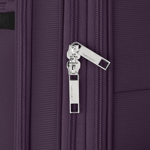 Samsonite Carry-On Soft-Sided Expandable 21-Inch Element Suitcase: Airline Approved for Most Major Airlines, Durable, 360° Spinner Wheels, Adjustable Handle, 2 Front & Side Pocket- Purple