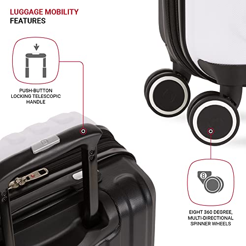 SwissGear Duet Expandable Luggage, Hard Shell Carry-On Luggage with Spinner Wheels