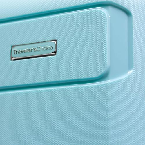 Traveler's Choice Pagosa Hardshell Expandable Luggage with Spinner Wheels, Baby Blue, 22-Inch Carry-on